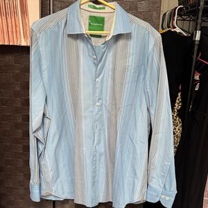 Tommy Bahama Light Blue Striped Button Down Shirt